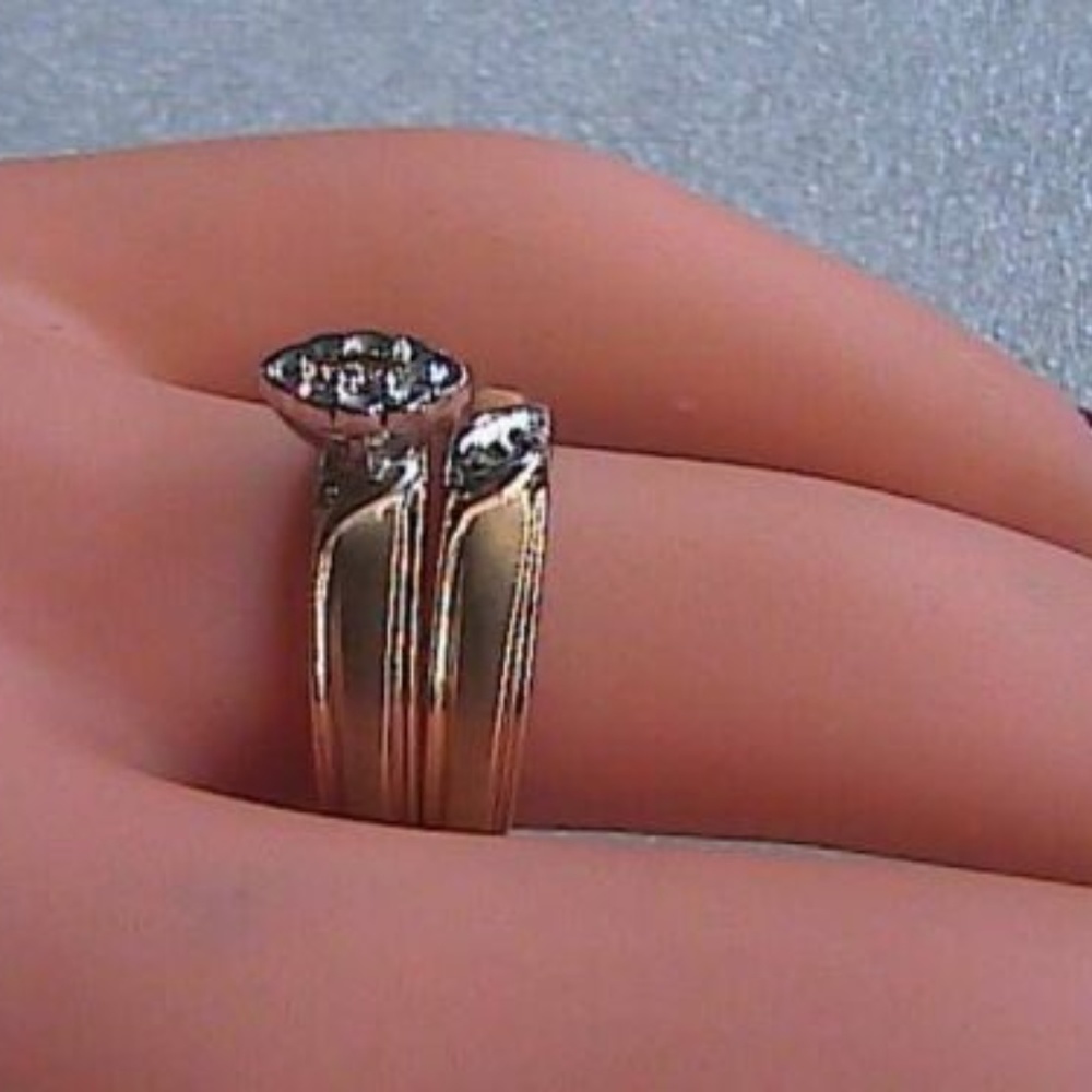 10k Yellow Rose Gold Marquise Style Diamond Set